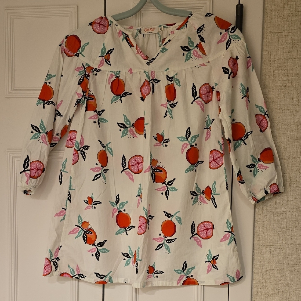 Pre-owned Cath Kids London Chic White and Red Relaxed Blouse Size 5-6 Yrs